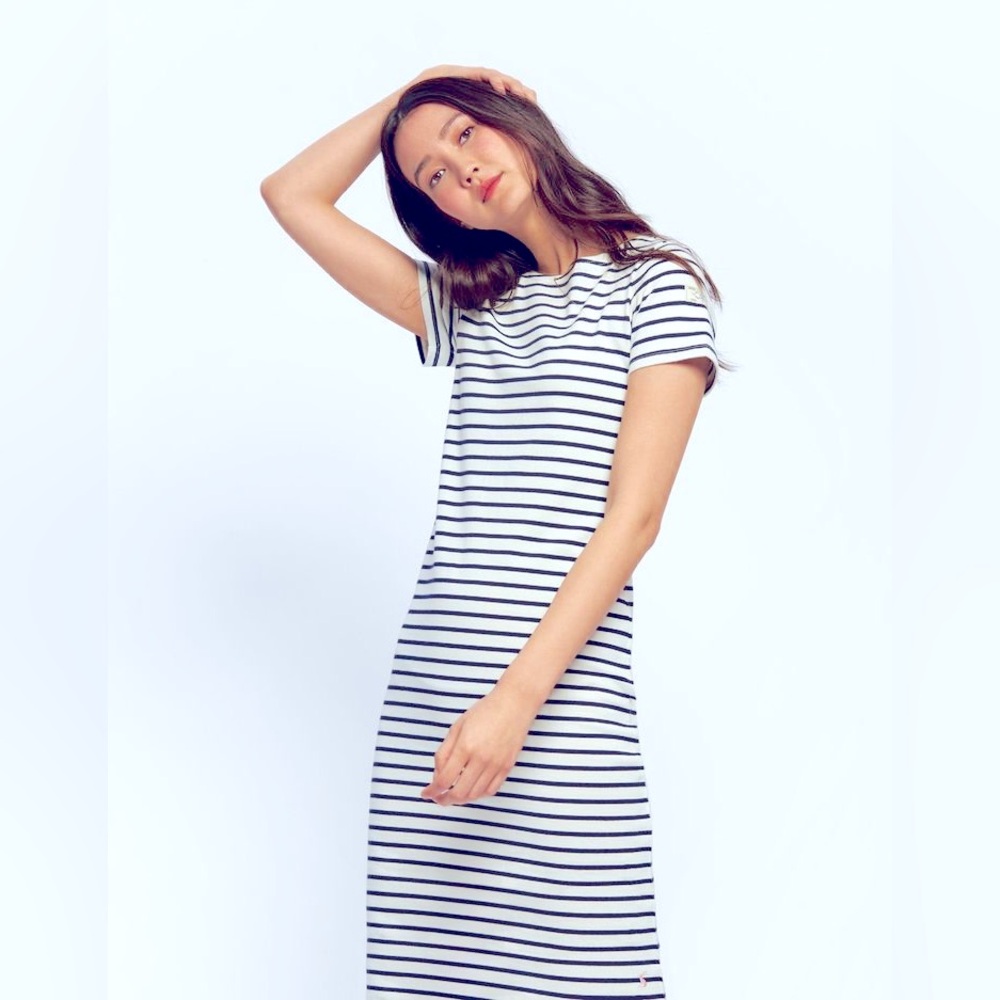 Joules Riviera Striped Tshirt Dress. Navy/White. Size 2